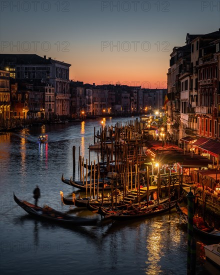 Gondolier on the Grand Canal from the Rialto Bridge