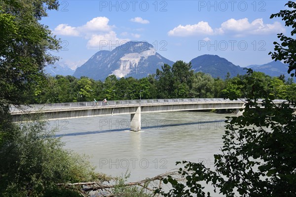 Cyclists on the Inn Bridge near Woergl