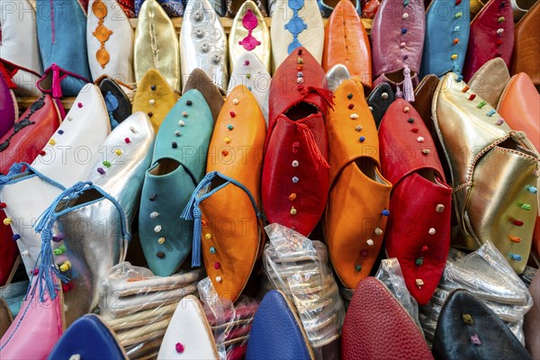 Colorful slippers sold in old town of Marrakech