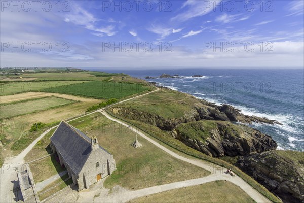 View from the lighthouse Saint Mathieu to the church Notre Dame des Graces