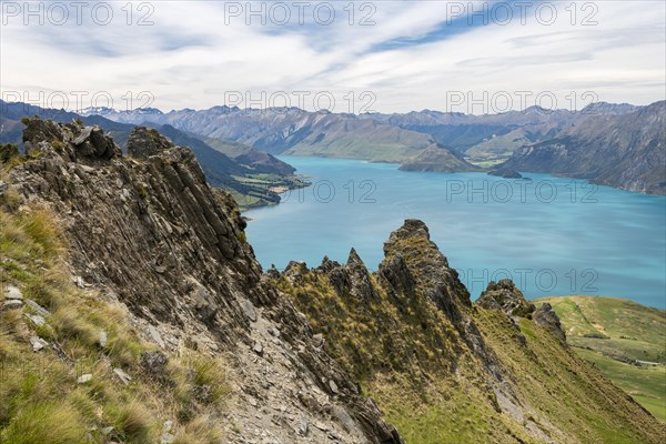 Lake Hawea and mountain panorama