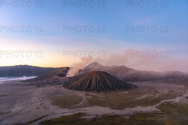 Volcanic landscape at sunrise