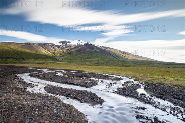 Creek in front of volcano Snaefellsjoekull