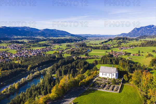 Castle church St. Michael in Schoellang and fishing in the Allgaeu