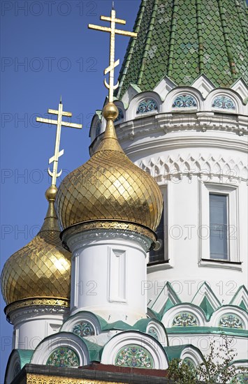 Golden domes of the Russian Church Sweti Nikolaj