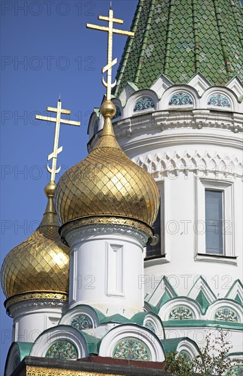 Golden domes of the Russian Church Sweti Nikolaj