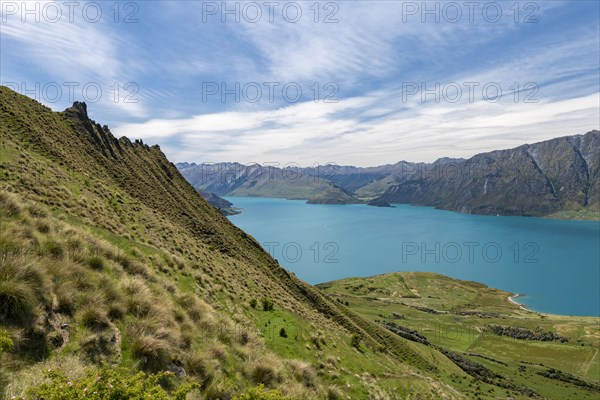 Lake Hawea and mountain panorama