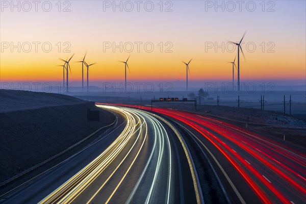 Motorway A8 with wind farm