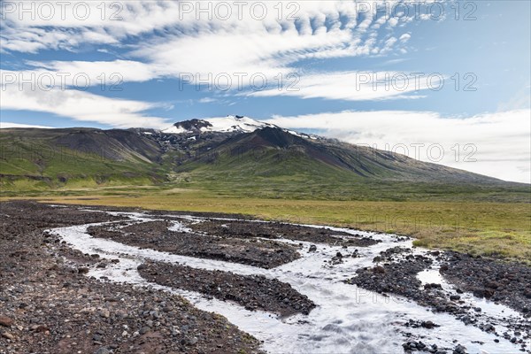 Creek in front of volcano Snaefellsjoekull