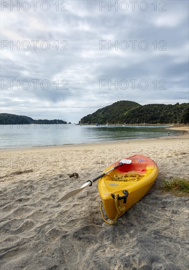 Kayak on the sandy beach of Anchorage Bay