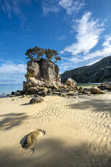 Young man standing on a rock