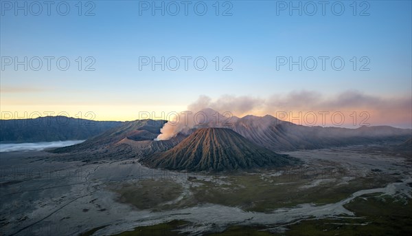 Volcanic landscape at sunrise