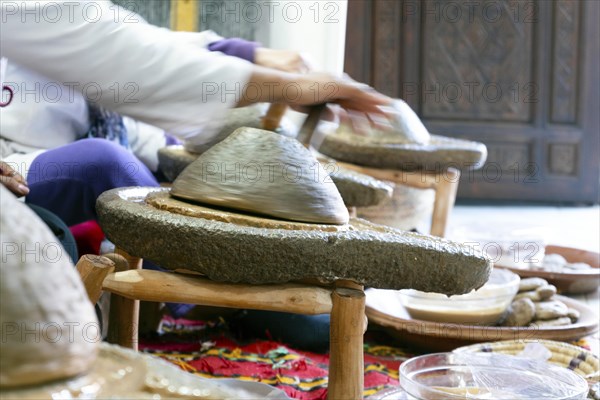 Traditional production of argan oil in Marrakech