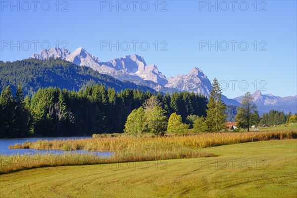 Lake Geroldsee and Wetterstein range with Zugspitze