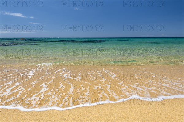 Beach and turquoise green sea