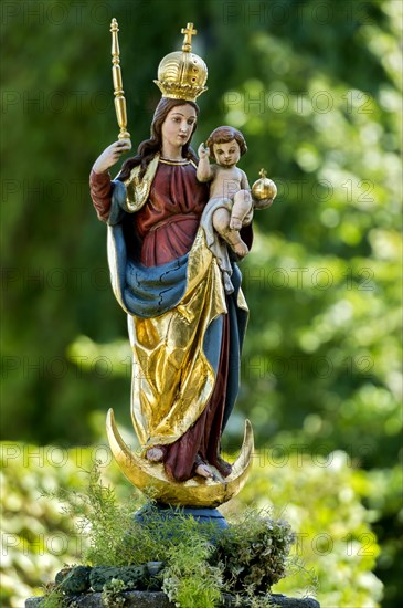 Statue of the Madonna in front of the pilgrimage church Maria Vesperbild