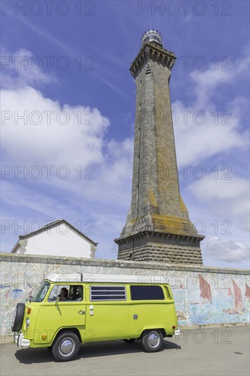 VW Bus in front of Phare d'Eckmuehl