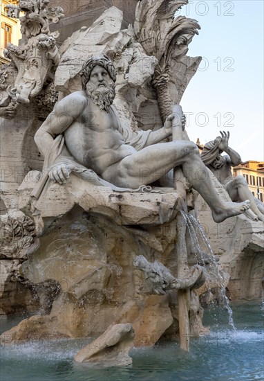 Sculpture representing River Ganges at Fountain of the four Rivers