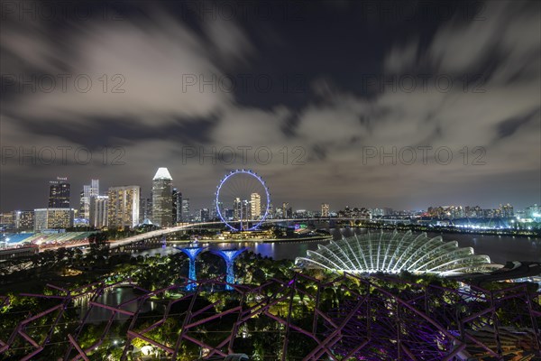 Skyline and Singapore Flyer at night