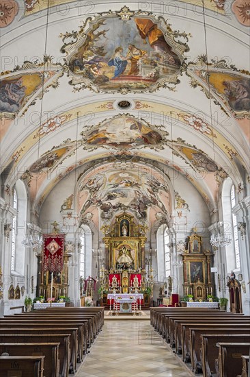 Muehlfeld church in Bad-Toelz with ceiling frescos by Matthaeus Guenther
