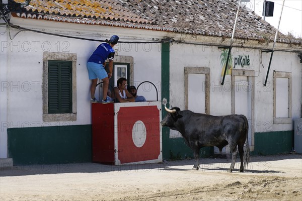 Street corrida during the Festas do Barrete Verde e das Salinas