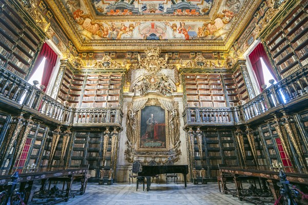 Interioir of library in historic University of Coimbra