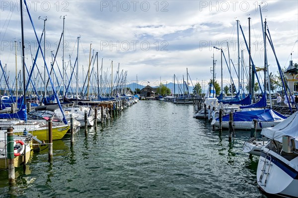 Sailing boats in the marina Seebruck