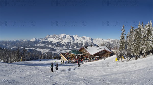 Ski area Planai with view to the Schafalm and the Dachstein massif