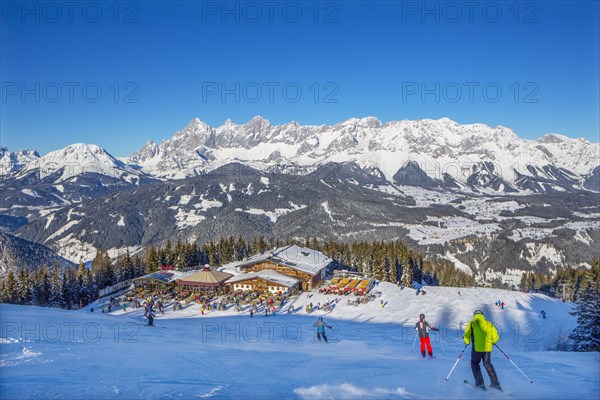 Ski area Reiteralm with view to the Dachstein massif