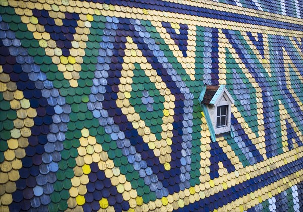 Colourful roof tiles on the cathedral roof