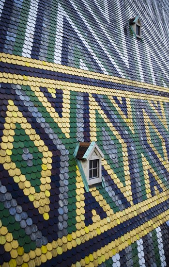 Colourful roof tiles on the cathedral roof