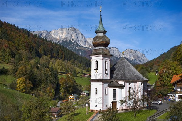 Pilgrimage church Maria Gern behind it Untersberg