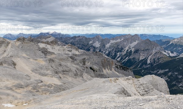 View from the Oedkar peaks to a barren rocky landscape