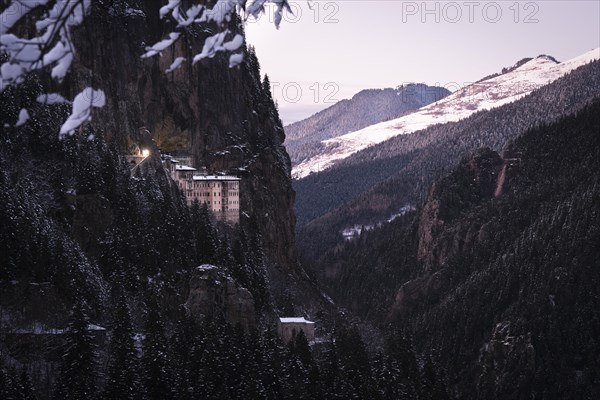 Sumela Monastery in winter