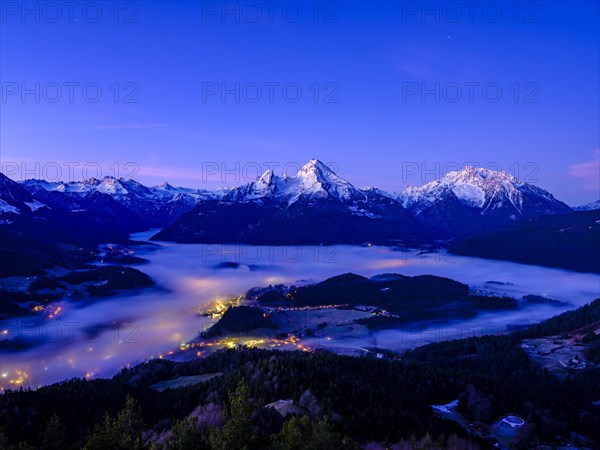 Fog in the valley basin of Berchtesgaden