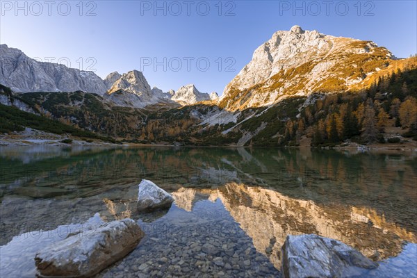 Mountains are reflected in the Seebensee