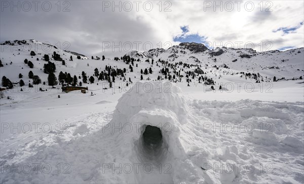 Igloo in the mountains in winter