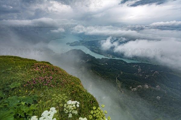 Cloud-covered lake