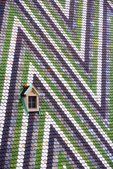 Colourful roof tiles on the cathedral roof