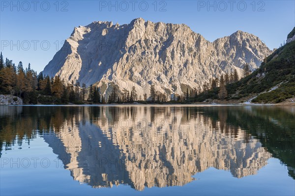 Zugspitze is reflected in the Seebensee