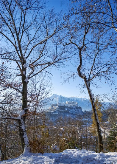 View from Kapuzienerberg to the fortress Hohensalzburg