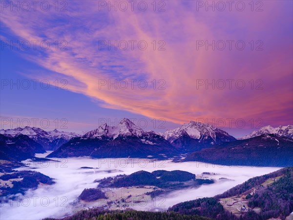 Fog in the valley basin of Berchtesgaden