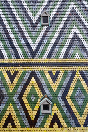 Colourful roof tiles on the cathedral roof