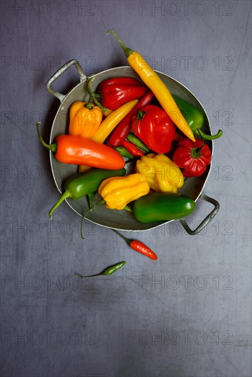 Different types of peppers in shell