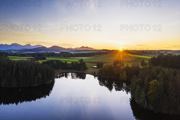 Sunset at the Schmutterweiher pond