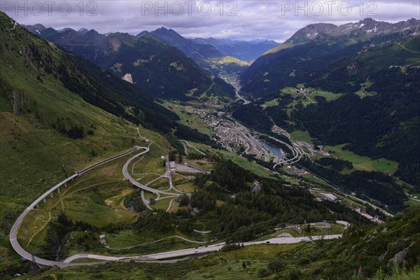 Overview Gotthardpass and Airolo direction south
