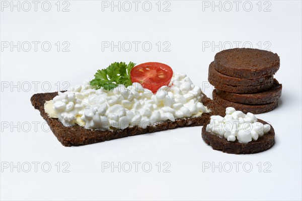 Pumpernickel slices topped with cream cheese