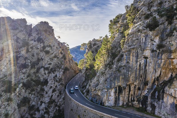 Mountain road Ma-2130 at the Coll de Sa Bataia in the Serra de Tramuntana