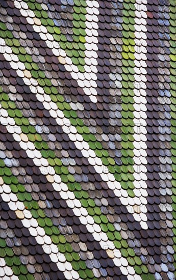 Colourful roof tiles on the cathedral roof