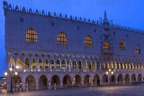 Illuminated Doge's Palace in the evening